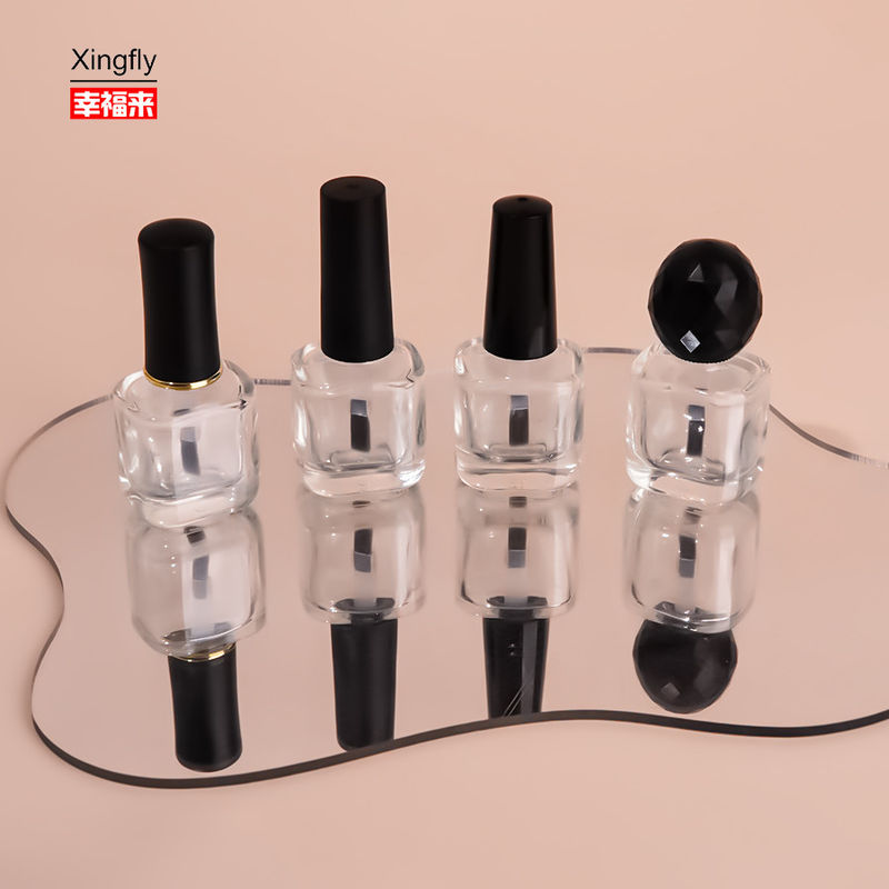 Custom 8ml Unique Clear Empty Gel Glass Gel Nail Polish Bottles With Cap Brush