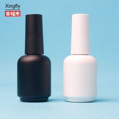 زجاجة زجاجية مخصصة 11 مل دائرية بيضاء سوداء UV Gel فارغة لون الأظافر مع أغطية الفرشاة